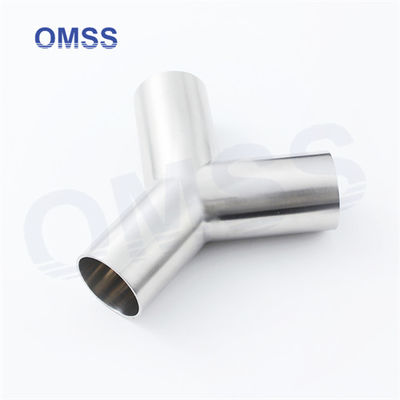 Metric Sanitary Fittings 316l Food Grade Stainless Steel Pipe Fitting Y Type Tee Pipe Fitting
